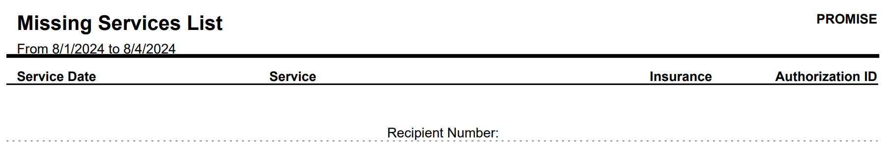 Missing Services List - Residential Services